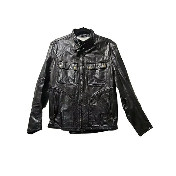 Belstaff Leather Jacket Men LG RARE Italy Racer Biker Motorcycle Pilot Top Gun - Picture 6 of 16